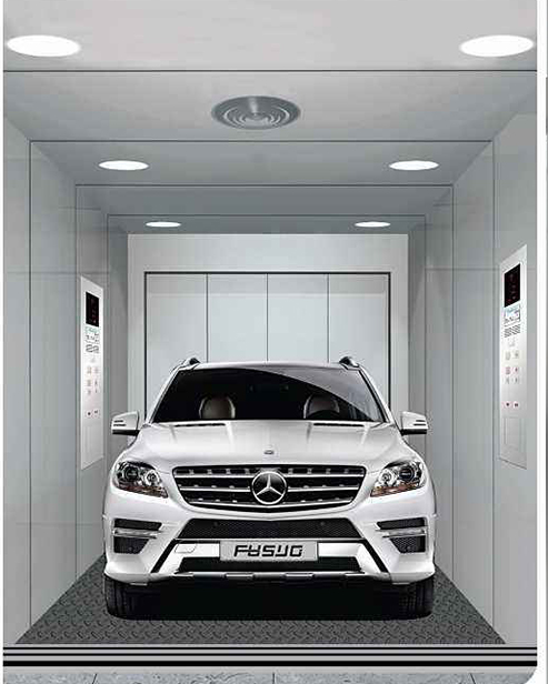 Car elevator for two opposite doors