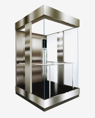 Glass observation elevator car