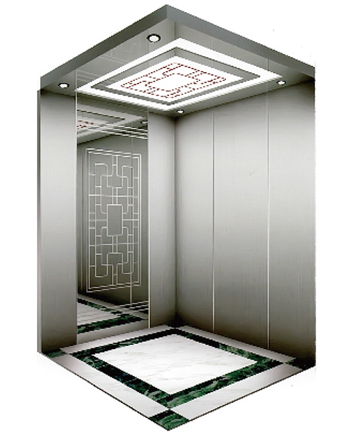 Etched mirror passenger elevator